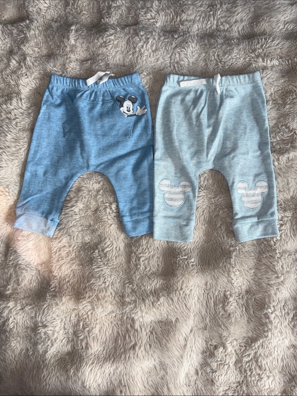 Disney Light Blue & Denim Mickey Baby Pull-On Pants - 2 Pack